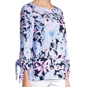 Lilly Pulitzer Langston Top in Bright Navy Amore Please